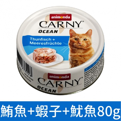 卡恩_海洋罐_鮪魚+蝦子+魷魚80g