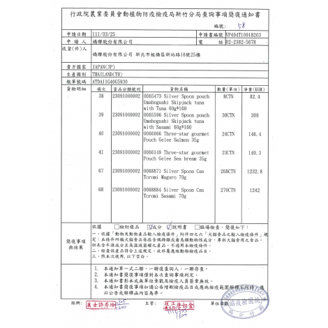 嬌聯-銀湯匙、三星餐包-4-簡復通知書-泰國