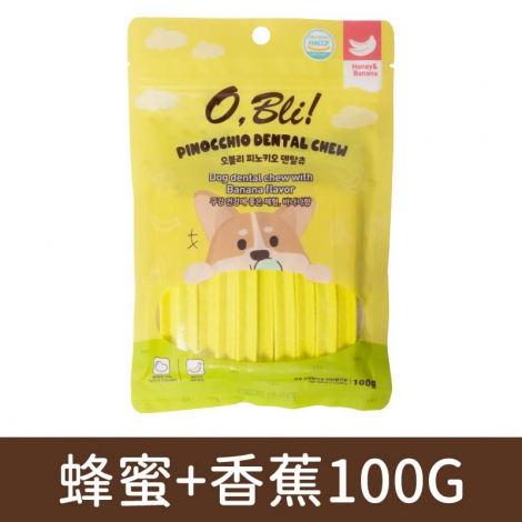 噢比利_犬用軟式潔牙骨_蜂蜜+香蕉100G