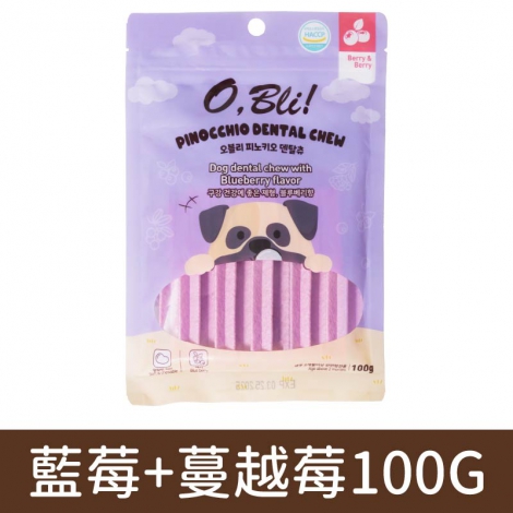 噢比利_犬用軟式潔牙骨_藍莓+蔓越莓100G