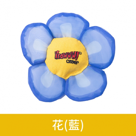 YEOWWW-美國瘋狂貓-貓草玩具_按鈕圖_花(藍)