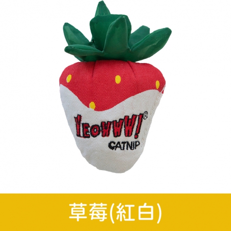 YEOWWW-美國瘋狂貓-貓草玩具_按鈕圖_草莓(紅白)