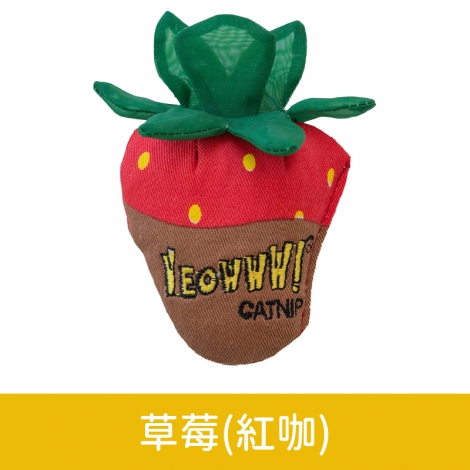 YEOWWW-美國瘋狂貓-貓草玩具_按鈕圖_草莓(紅咖)