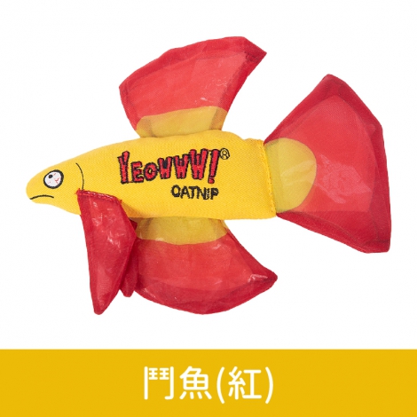 YEOWWW-美國瘋狂貓-貓草玩具_按鈕圖_鬥魚(紅)
