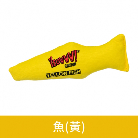 YEOWWW-美國瘋狂貓-貓草玩具_按鈕圖_魚(黃)
