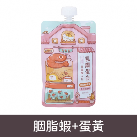 貓有話說-貓主食餐包_按鈕圖_胭脂蝦+蛋黃(毛順亮澤)120g